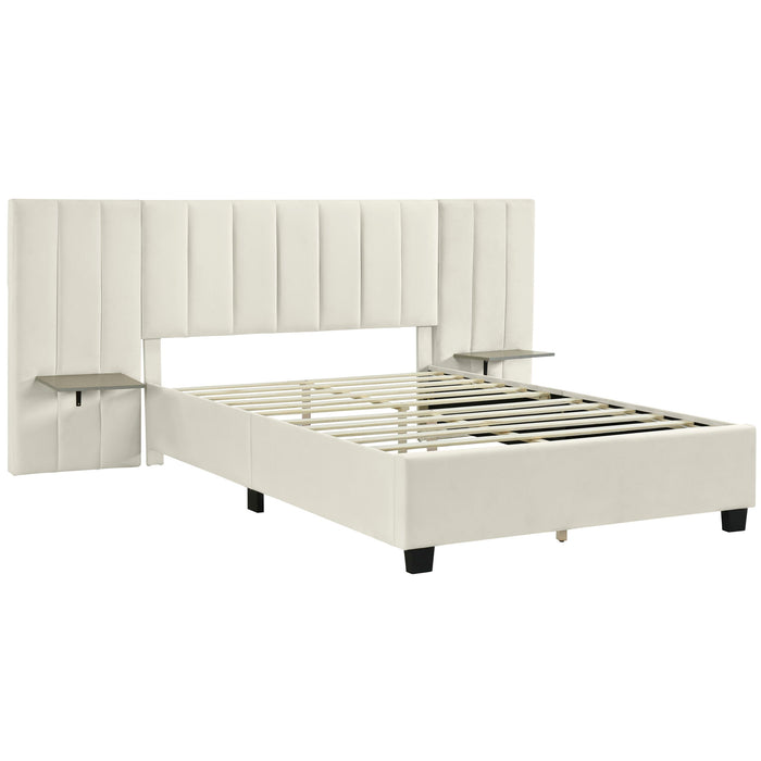 Upholstered Platform Bed With Big Headboard