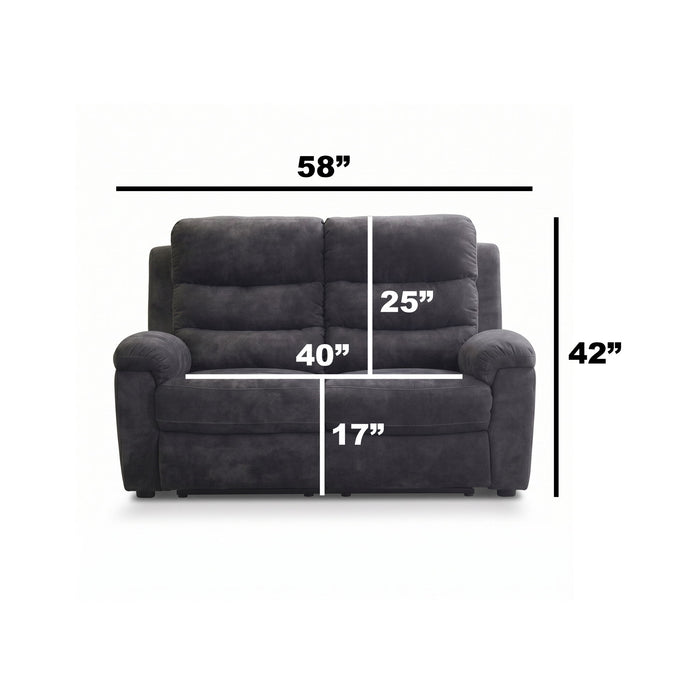 2 Seat Manual Recliner Loveseat With 150° Deep Recline, For Small Living Spaces - Dark Gray