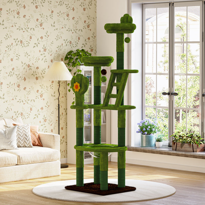 Cactus Cat Tree With Transparent Capsule