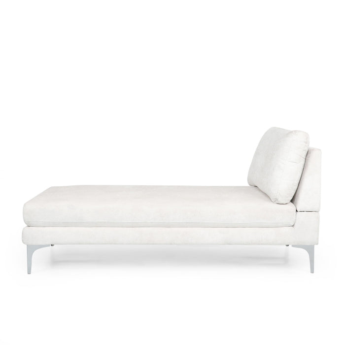 Fabric Upholstered Chaise Lounge With Iron Bracket Legs
