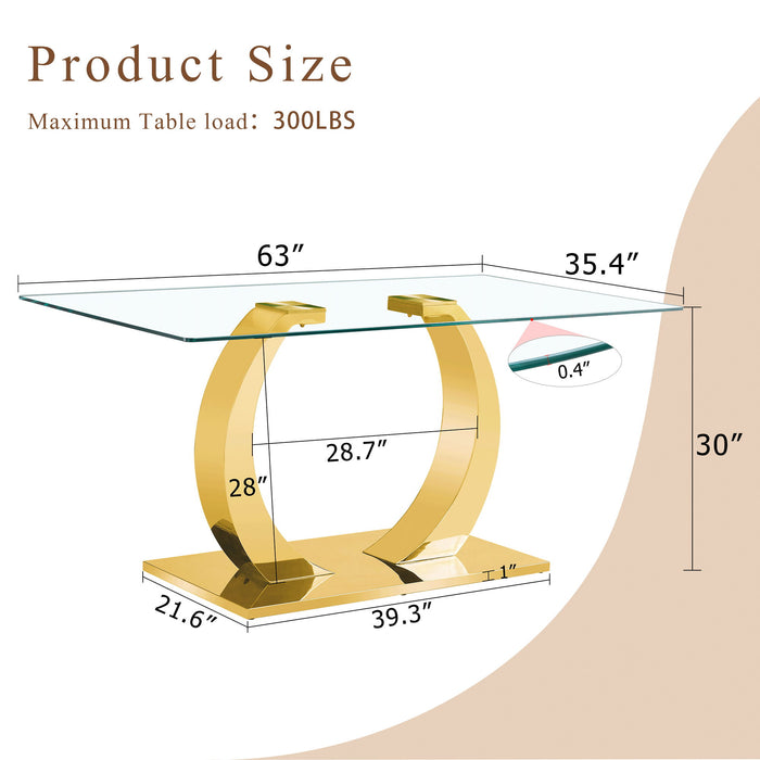 Dining Table For Living Spaces - Gold / Transparent
