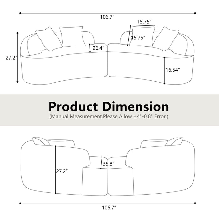 Curved 4 Seater Full Compression Sponge Sofa