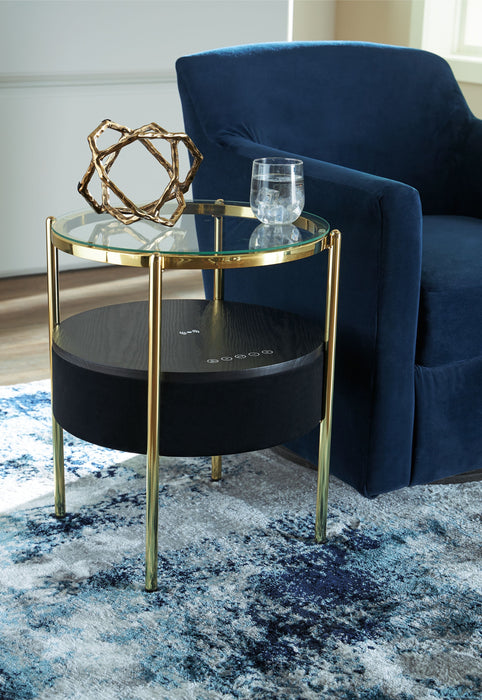 Nedman - Accent Table With Speaker - Black / Gold Finish