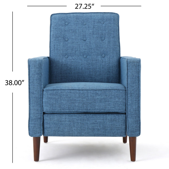 Mid-Century Modern Recliner With Button Tufted Waffle Stitch