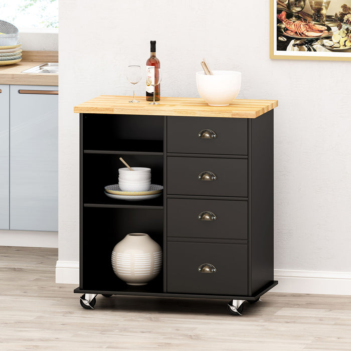 Yohaan - Contemporary Kitchen Cart With Wheels
