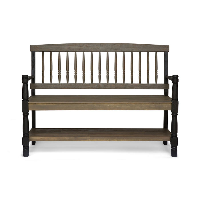 Slatted Bench With Built In Shelf