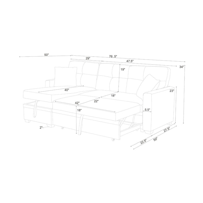 Upholstered Sectional With Pull Out Bed And Chaise Storage