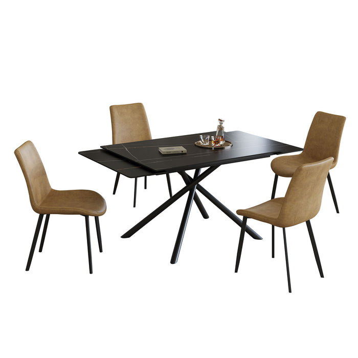 Retractable Sintered Stone Dining Table Set With Chairs