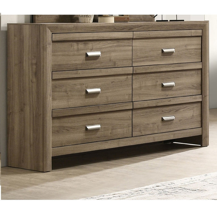 6 Drawers Storage Dresser, Bedroom Furniture - Light Brown