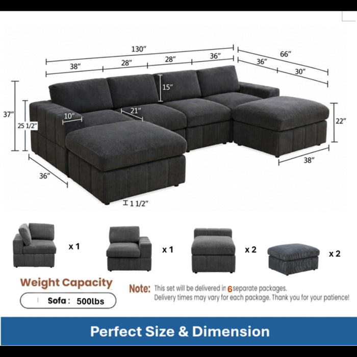 Modular Sectional Sofa, Reversible Set