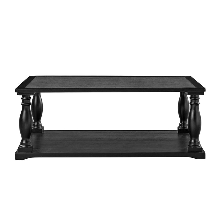 Farmhouse Rectangular Coffee Table With 2 Tiers