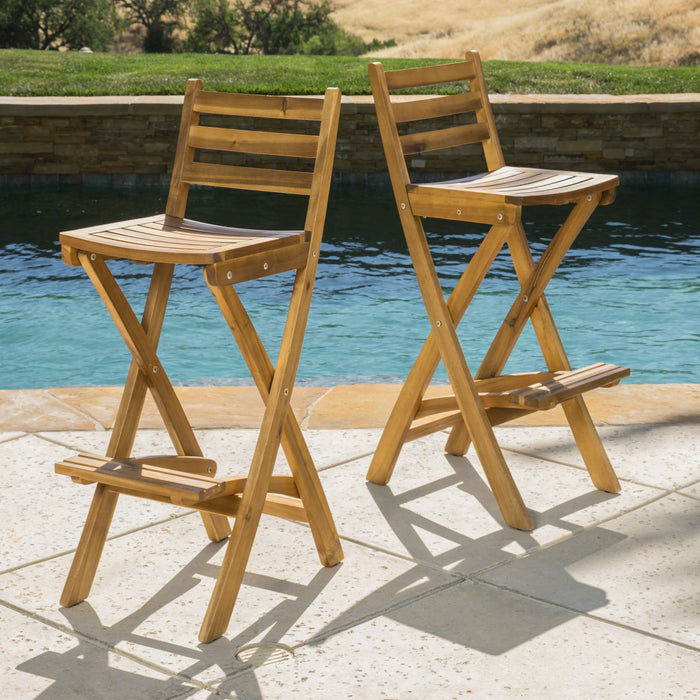 Outdoor Acacia Wood Folding Patio Barstool