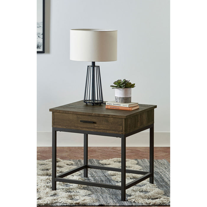Square End Table With 1 Drawer - Brown