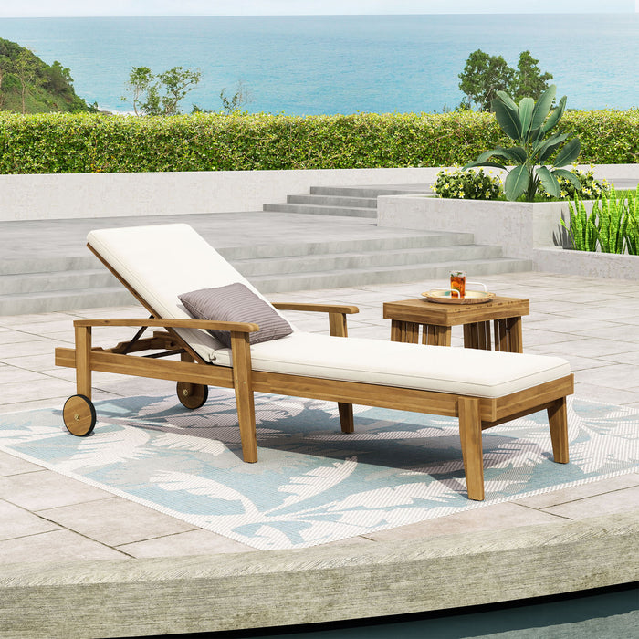 Jason - Black Chaise Lounge Adjustable Acacia Wood Outdoor Furniture