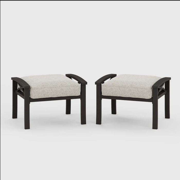Modern All-Weather Ottomans With Cushions (Set of 2)