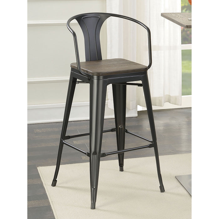 Elm Bar Height Stool (Set of 2) - Brown / Black