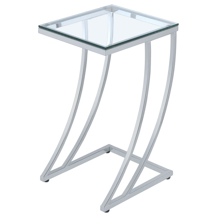 Draper - Rectangular Glass Top Sofa Side Table Glass - Chrome