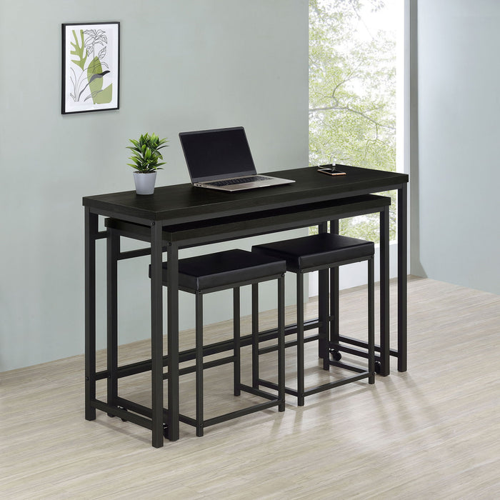 Klekner - 4 Piece Counter Height Table Set With Nesting Tables And Backless Stools - Charcoal