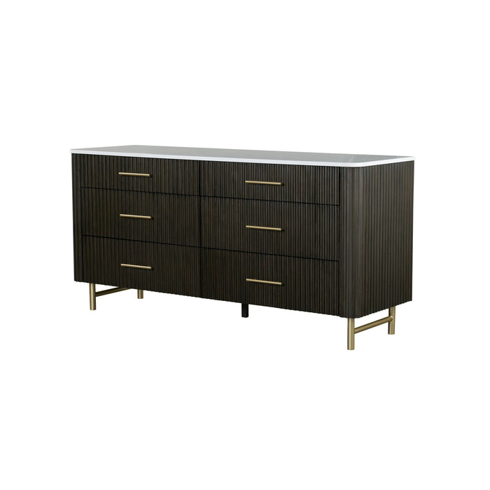 Clayten - Dresser - Espresso / White Marble