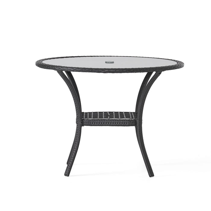 Bistro Table With Iron Frame And Glass Top - Gray