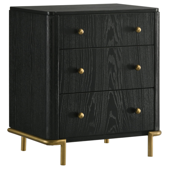 Anser - 3 Drawer Nightstand - Black