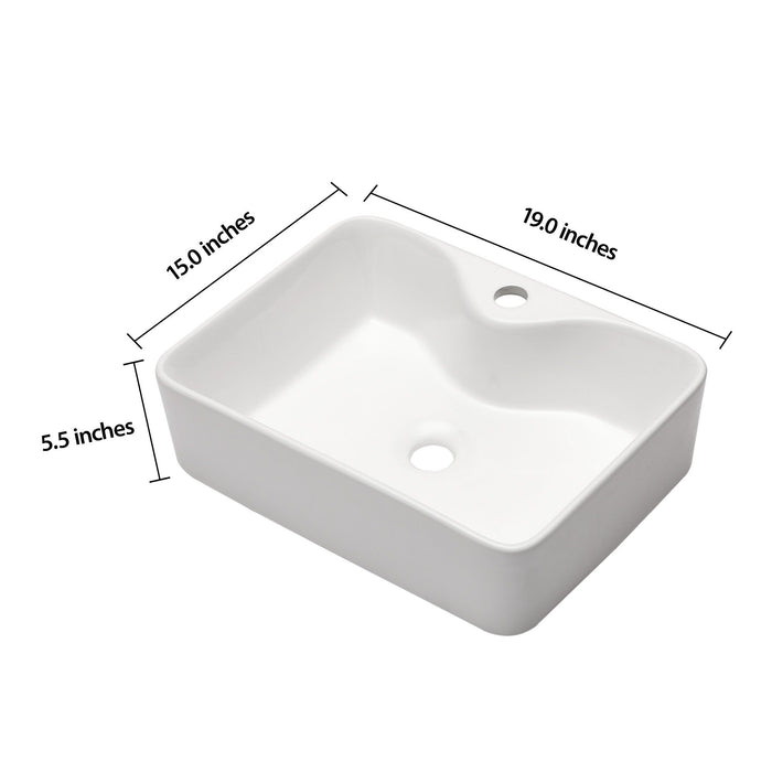 Modern Ceramic Rectangular Vessel Bathroom Sink With Sleek Design