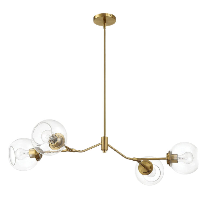 Jewel - 4 Lights Modern Farmhouse Chandelier Ceiling Hanging Light Fixture - Clear / Gold
