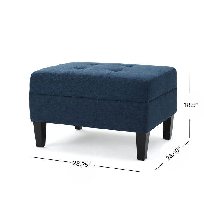 Ottoman With Birch Wood Legs And Cushioned Top For Comfort