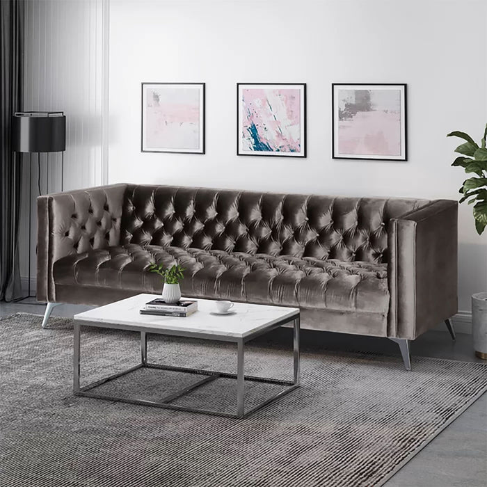 Contemporary 3 Seater Sofa With Button Tufting