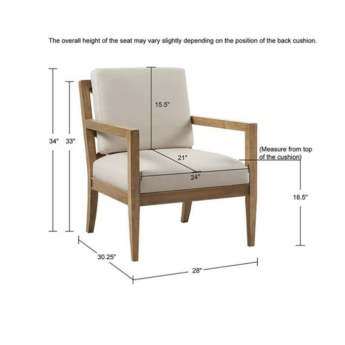 Tage - Upholstered Accent Armchair With Slatted Back Design - Ivory