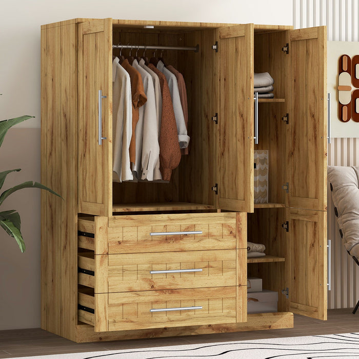 4 Door Wardrobe Armoire With 3 Drawers