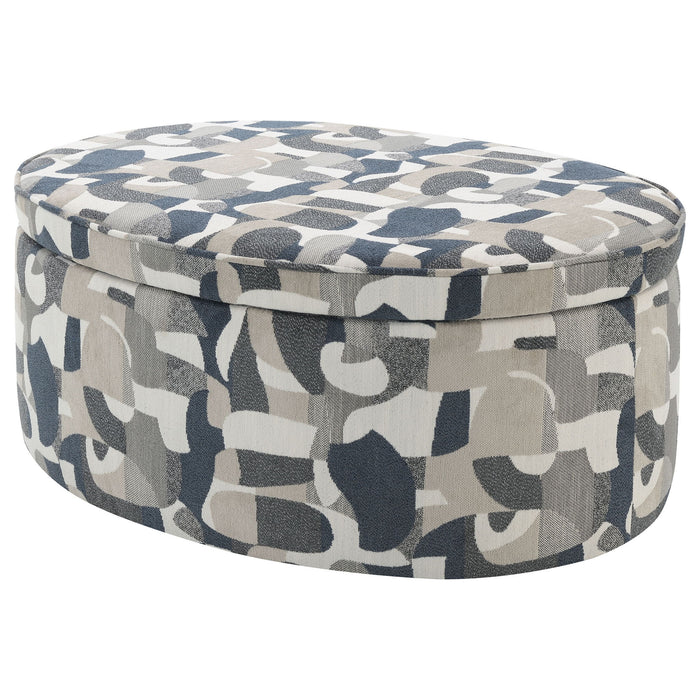 St. Helena - Oval Storage Ottoman With Removable Top - Indigo
