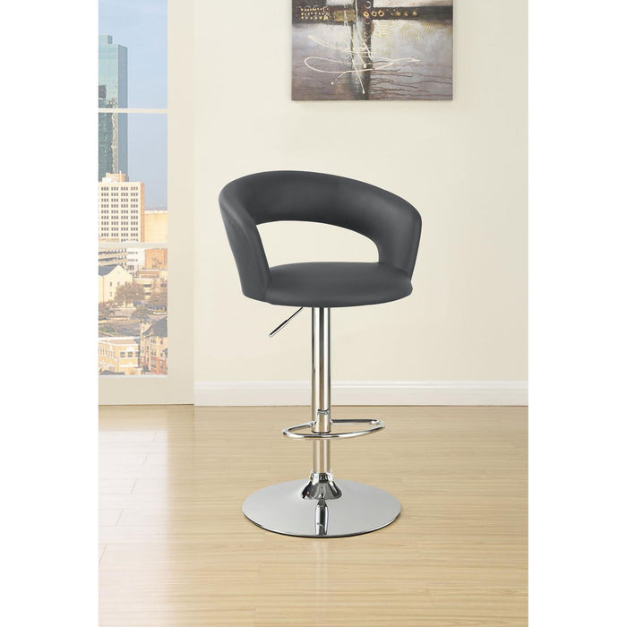 Bar Stool With Upholstery, Height Adjustable For Kitchen - Gray