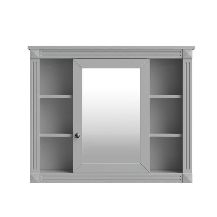Wall Mounted Bathroom Storage Cabinet With Mirror, Cabinet With 6 Open Shelves And Adjustable Interior