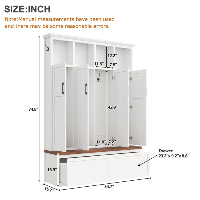 Hall Tree With 4 Hidden Cabinets