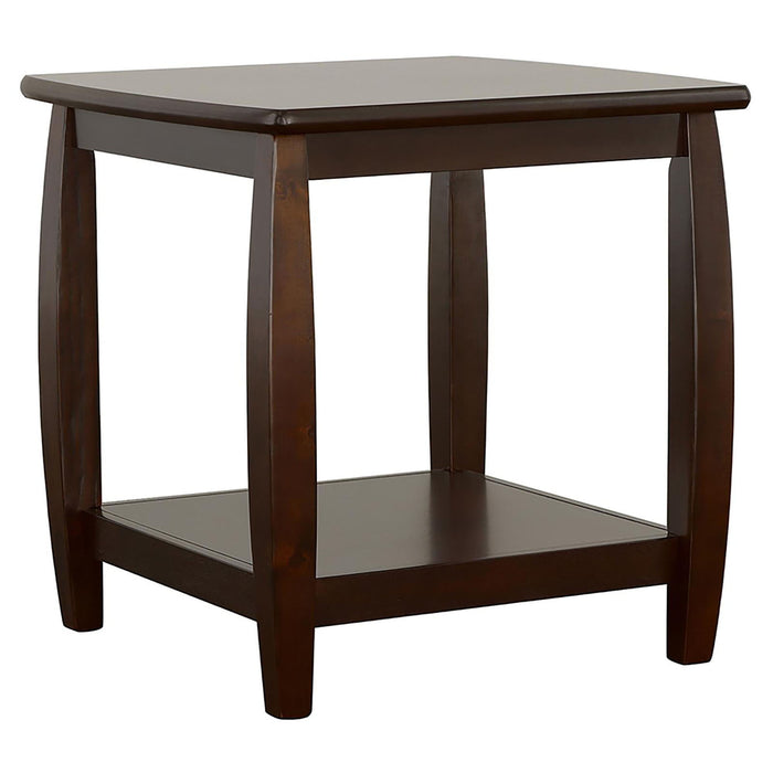 Square End Table With Double Shelf - Brown