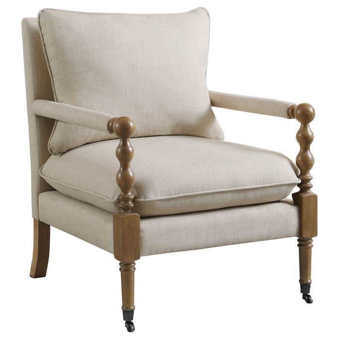 Accent Chair With Turned Legs - Beige