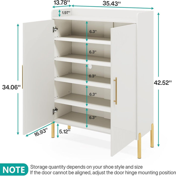 6 Tier Entryway Shoe Cabinet With Doors
