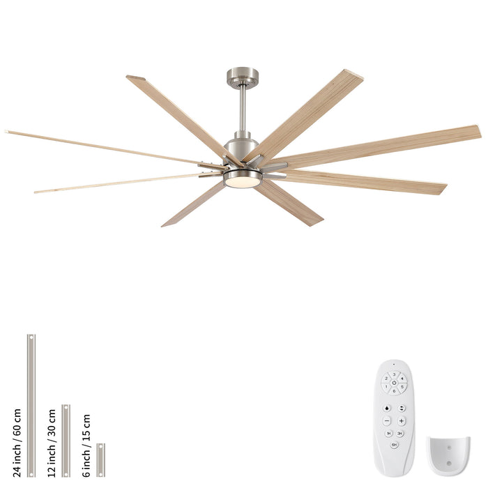Oversized Large Ceiling Fan With Dimmable LED Light, 8 Blades, Remote Control