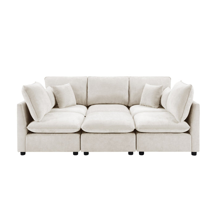 Modern Sectional Sofa U-Shaped With Movable Ottoman Storage Armrests And USB Ports