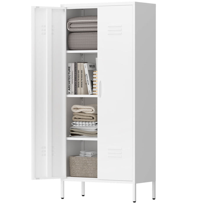Modern Storage Cabinet With Adjustable Shelves, Magnetic Door Stopper