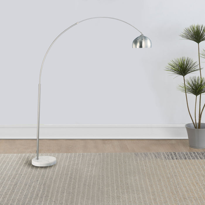 Krester - Dome Shade Arc Floor Lamp - Chrome