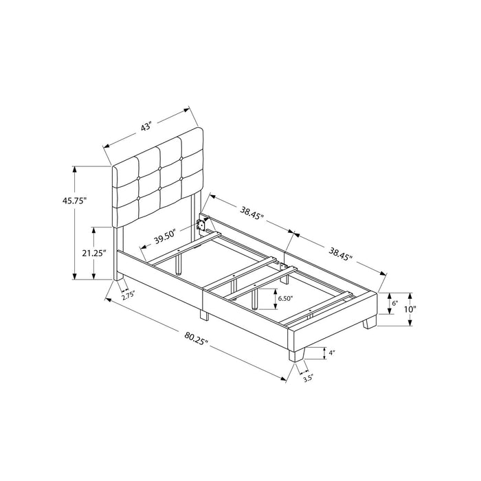 Bed, Upholstered, Frame Only, Transitional