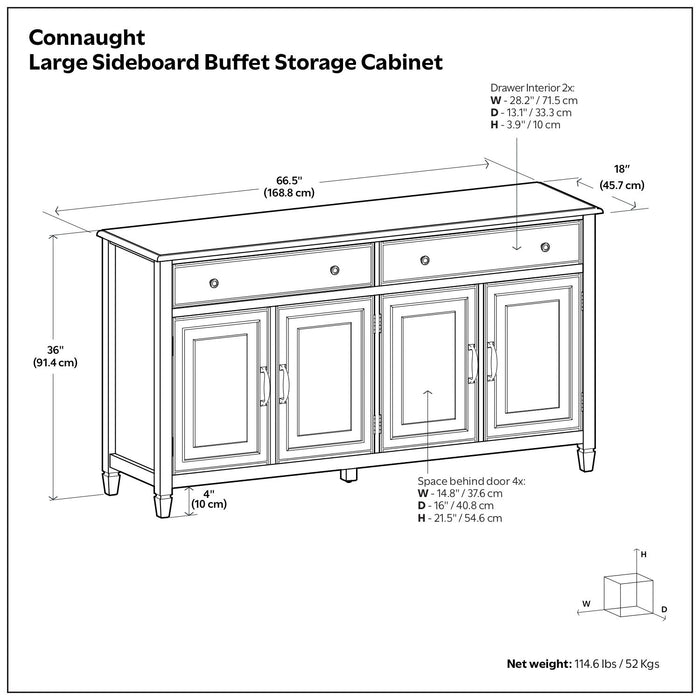 Connaught - Large Sideboard Buffet Storage Cabinet - Brown