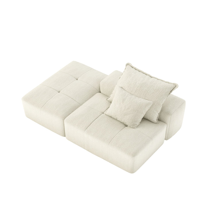 Modern Oversized Modular Sectional Sofa, Sparkling Chenille Fabric Soft Cushions With 2 Pillows