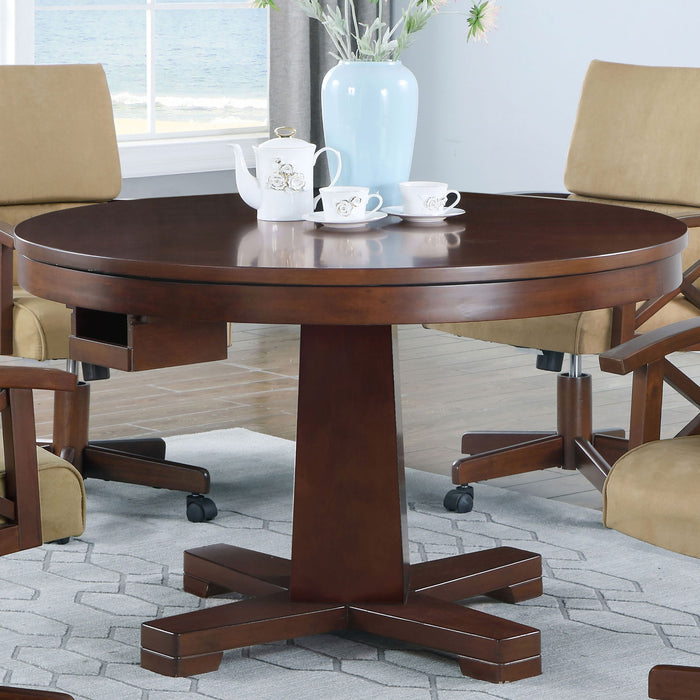 Calloway - Round Game Table With Pedestal Base - Dark Brown