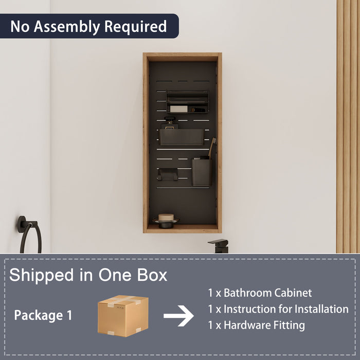 Wall Mounted Storage Cabinet With 4 Diy Accessories - Imitative Oak