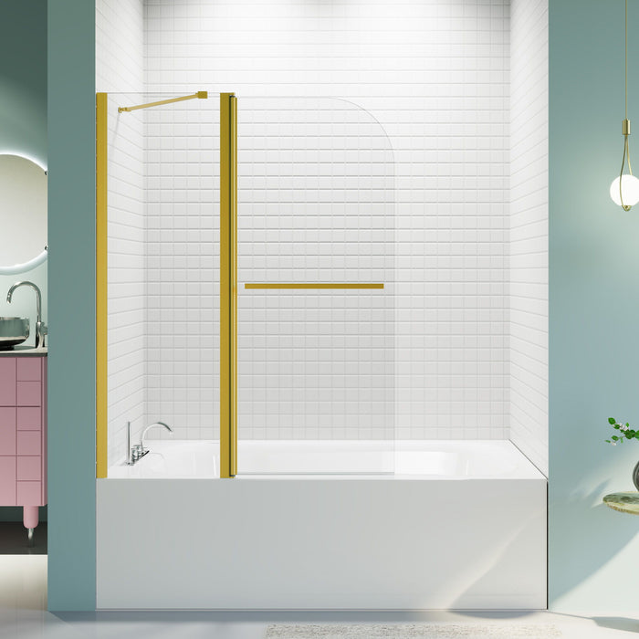 Frameless Folding Shower Doors For Bathtub - Brushed Gold