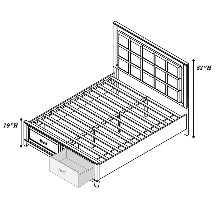 Bedroom Set, Bed With Drawers And Upholstered Headboard LED Lighting