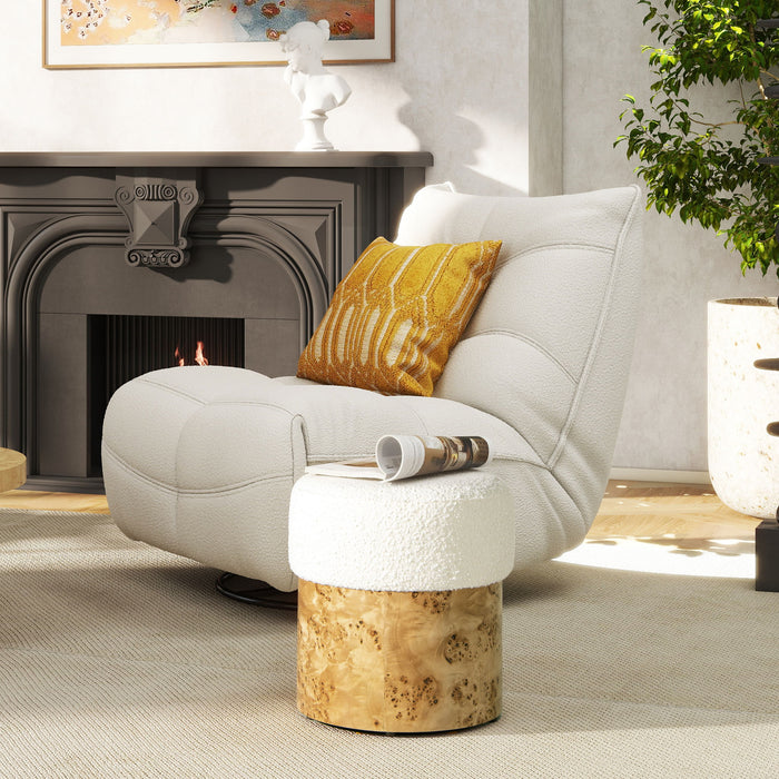 Nebula - Round Upholstered Ottoman - White